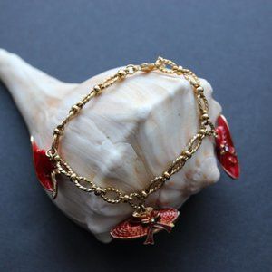 Avon Red Hat Bracelet Gold Tone